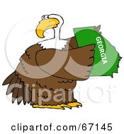 Royalty Free RF Clipart Illustration Of A Bald Eagle Holding A Green State Of Georgia
