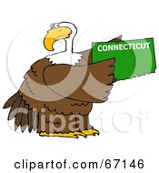 Poster, Art Print Of Bald Eagle Holding A Green State Of Connecticut