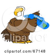 Royalty Free RF Clipart Illustration Of A Bald Eagle Holding A Blue State Of Hawaii