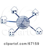 Poster, Art Print Of Blue Molecule Globe With Homes