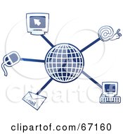 Royalty Free RF Clipart Illustration Of A Blue Molecule Internet Globe
