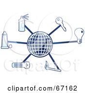 Royalty Free RF Clipart Illustration Of A Blue Molecule Household Globe