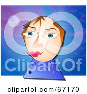 Royalty Free RF Clipart Illustration Of An Abstract Man With Pink Lips Against A Water Background