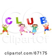 Poster, Art Print Of Children With Club Text