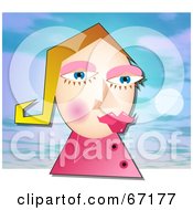 Royalty Free RF Clipart Illustration Of An Abstract Woman With Pink Lips Against A Water Background