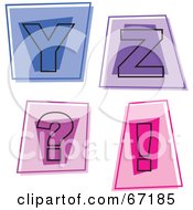 Poster, Art Print Of Digital Collage Of Colorful Square Letter Icons Y Through Z With Punctuation
