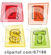 Royalty Free RF Clipart Illustration Of A Digital Collage Of Colorful Square Letter Icons Q Through T