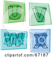 Royalty Free RF Clipart Illustration Of A Digital Collage Of Colorful Square Letter Icons U Through X