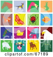 Poster, Art Print Of Digital Collage Of Colorful Animal Tiles