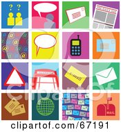 Poster, Art Print Of Digital Collage Of Colorful Communication Tiles