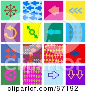 Royalty Free RF Clipart Illustration Of A Digital Collage Of Colorful Arrow Tiles