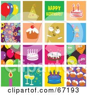 Poster, Art Print Of Digital Collage Of Colorful Birthday Tiles