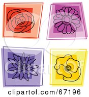 Poster, Art Print Of Digital Collage Of Square Flower Icons