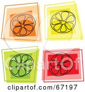 Poster, Art Print Of Digital Collage Of Square Orange Lemon And Lime Icons