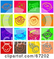 Poster, Art Print Of Digital Collage Of Colorful Happy Face Tiles