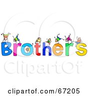 Royalty Free RF Clipart Illustration Of Children With BROTHERS Text