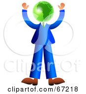 Royalty Free RF Clipart Illustration Of A Businessman With A Green Globe Head