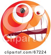 Poster, Art Print Of Crazy Mad Orange Emoticon Face - Version 4