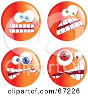 Poster, Art Print Of Digital Collage Of Four Crazy Mad Orange Emoticon Faces