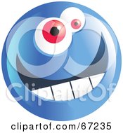 Poster, Art Print Of Happy Blue Emoticon Face Smiley