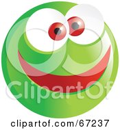 Poster, Art Print Of Happy Green Emoticon Face Smiley