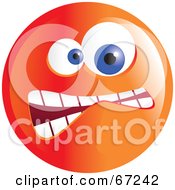 Poster, Art Print Of Crazy Mad Orange Emoticon Face - Version 3