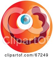 Poster, Art Print Of Orange Cyclops Emoticon Face