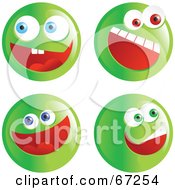 Poster, Art Print Of Digital Collage Of Excited Green Emoticon Faces
