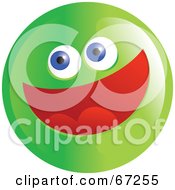 Poster, Art Print Of Excited Green Emoticon Face - Version 3