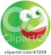 Poster, Art Print Of Excited Green Emoticon Face - Version 4