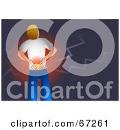 Royalty Free RF Clipart Illustration Of A Man Grasping His Lower Back With Illuminated Pain