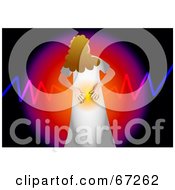 Royalty Free RF Clipart Illustration Of A Woman Grasping Her Lower Back With Illuminated Pain