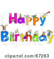 Poster, Art Print Of Children With Happy Birthday Text