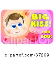 Royalty Free RF Clipart Illustration Of A Boy With Big Kiss For You Text