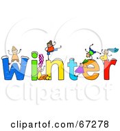 Royalty Free RF Clipart Illustration Of Children With WINTER Text
