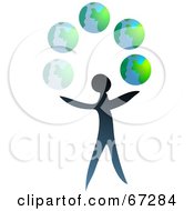 Poster, Art Print Of Blue Person Juggling Globes