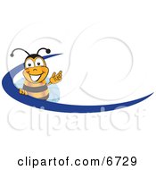 Poster, Art Print Of Bee Mascot Cartoon Character Logo With A Blue Dash