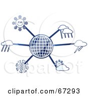 Royalty Free RF Clipart Illustration Of A Blue Molecule Weather Globe