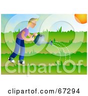 Royalty Free RF Clipart Illustration Of A Blond Man Watering His Garden by Prawny