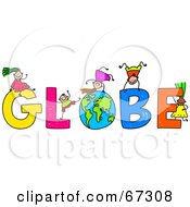 Poster, Art Print Of Children Playing On Globe Text
