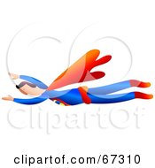 Royalty Free RF Clipart Illustration Of A Flying Superhero Man In A Red Cape by Prawny
