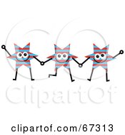 Royalty Free RF Clipart Illustration Of A Team Of Striped Stars Holding Hands