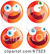 Poster, Art Print Of Digital Collage Of Zany Orange Emoticon Faces