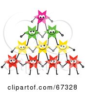 Poster, Art Print Of Group Of Colorful Stars Forming A Pyramid - Version 2