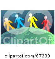 Royalty Free RF Clipart Illustration Of Four Human Figures Standing On Earth