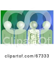 Royalty Free RF Clipart Illustration Of A Row Of Green And Money People With Shadows