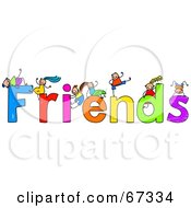 Royalty Free RF Clipart Illustration Of Children With FRIENDS Text