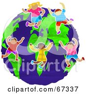 Poster, Art Print Of Happy International Kids Dancing On The Globe