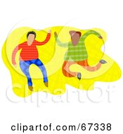 Royalty Free RF Clipart Illustration Of Two Male Friends Over Yellow