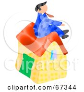Poster, Art Print Of Male Realtor Sitting Atop A Home